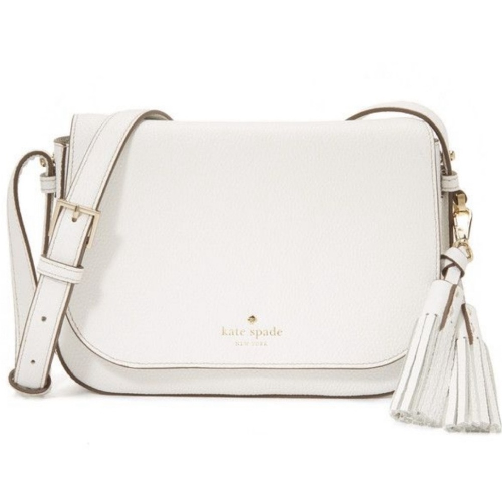 Kate Spade PENELOPE Flap Leather Crossbody White Cream Medium